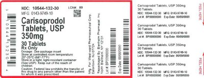 350mg 30ct (Label Carisoprodol Tabs 350mg Bpi(10544 132 30) West Ward(0143 9749 10) Rev0)